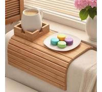 RVUEM Porte-Gobelet en Bois pour Canapé, Plateau Et Porte-Gobelet pour Accoudoir Canapé, Plateau AntidéRapant 2 en 1 pour Accoudoir, pour TéLéCommande, en-Cas, TéLéPhone Portable,Style 1,41 * 34cm