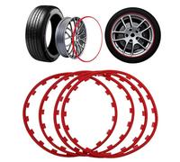 RVUEM Rouge,19in, Barre DéCorative Universelle pour Moyeu De Roue 16-21 Pouces, Protecteurs De Jantes De Roues, Garnitures De Protection De Jantes Automobiles, Bande Anti-Rayures en Nylon