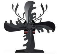 RVUEM Ventilateur De CheminéE Design Renne, Ventilateur De PoêLe à Bois Silencieux, pour PoêLes à Bois/à Bois/CheminéEs - RéPartition Optimale De La Chaleur,Noir