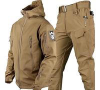 RVUEM Veste Et Pantalon Tactiques pour Hommes Combinaisons Softshell Militaires Ensembles De Combinaisons De Combat Militaires ImperméAbles à l'eau VêTements De Chasse ImperméAble,Marron,M