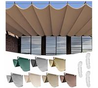 RVUEM Voile d'Ombrage Rétractable à Forme d'Vague, Tissu d'Ombre Imperméable pour Pergola, Store Polyester, Auvent, Protection Contre Le Vent pour Terrasse Jardin Carport,Kaki,1.2×6M (W×L)