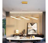 RVVUPN Table à Manger Suspendue LED Moderne à intensité Variable avec télécommande pour Salon, Vague, Hauteur réglable, Suspension pour Chambre à Coucher, Cuisine, Bureau, plafonnier, noir/100 cm