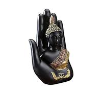 RVXlRDN Statue de Bouddha Palmier en résine - Bouddha thaïlandais assis, décoration de bureau à domicile - Noir