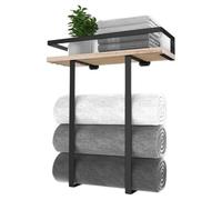 RWAJZAX Étagères murales en acier au carbone multi-usages pour salle de bain - Accessoires pratiques pour serviettes et articles de toilette - Étagère à serviettes en acier au carbone avec panier