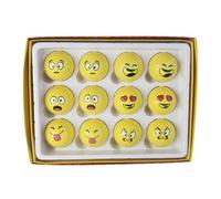 RWAJZAX Lot de 12 Balle de Golf Visage Belle Emotion Drôle Pratique Jaune Nouveauté pour Enfants Hommes Femmes Balles de golf professionnelles uniques