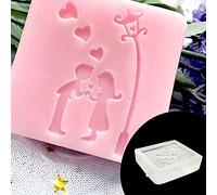 RWAJZAX Tampon à savon pour la Saint Valentin - Cœur d'amour - Motif rose - Bloc de tampons en acrylique fait à la main - Sceau d'huile essentielle naturelle - Cadeau de Saint-Valentin