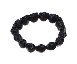 RWAJZAX Turquoise exquise en pierre howlite perles de prière tibétaines bracelets faits à la main en forme de tête de mort noir/blanc pour couples et filles, taille unique, comme décrit