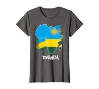 Rwanda Drapeau Carte Afrique J'aime Rwanda T-Shirt, Femme, Asphalte, M