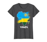 Rwanda Drapeau Carte Afrique J'aime Rwanda T-Shirt, Femme, Chiné Foncé, XXL