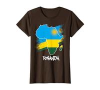 Rwanda Drapeau Carte Afrique J'aime Rwanda T-Shirt, Femme, Marron, XXL