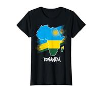 Rwanda Drapeau Carte Afrique J'aime Rwanda T-Shirt, Femme, Noir, XXL