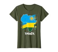 Rwanda Drapeau Carte Afrique J'aime Rwanda T-Shirt, Femme, Olive, 3XL