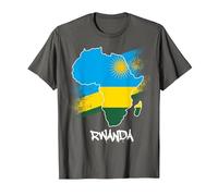 Rwanda Drapeau Carte Afrique J'aime Rwanda T-Shirt, Homme, Asphalte, XXL