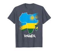 Rwanda Drapeau Carte Afrique J'aime Rwanda T-Shirt, Homme, Bleu Chiné, XXL