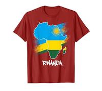 Rwanda Drapeau Carte Afrique J'aime Rwanda T-Shirt, Homme, Canneberge, XXL