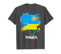 Rwanda Drapeau Carte Afrique J'aime Rwanda T-Shirt, Homme, Chiné Foncé, L