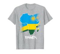 Rwanda Drapeau Carte Afrique J'aime Rwanda T-Shirt, Homme, Gris Chiné, XXL