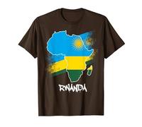 Rwanda Drapeau Carte Afrique J'aime Rwanda T-Shirt, Homme, Marron, XXL