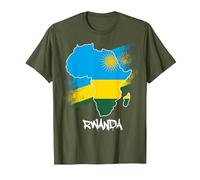 Rwanda Drapeau Carte Afrique J'aime Rwanda T-Shirt, Homme, Olive, XXL