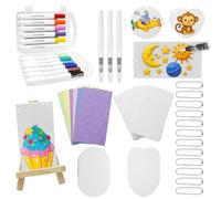 Rwbimti Magic Puffy Paint Kit de peinture à faire soi-même, 65 pièces, mousse texturée, toile d'éponge magique 3D, 12 crayons de couleur, 32 papiers de texture mousse, peinture magique pour texture