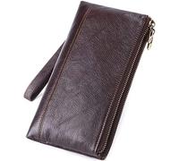RWCCCRW Pochette en Cuir véritable pour Homme, Porte-Cartes de Visite, Portefeuille, Long, Petit, Portefeuille (Couleur : Marron, Taille : 21,5 x 11,5 x 3 cm)