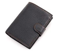 RWCCCRW Portefeuille Court élégant à Trois Volets en Cuir de Vachette rétro, Portefeuille bloquant, porte-11 Cartes, Poche pour pièces de Monnaie (Couleur : Noir, Taille : M)