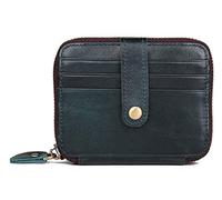 RWCCCRW Portefeuille Court élégant avec Poche Avant zippée en Cuir de Vachette, Petite Pochette compacte pour Monnaie, Porte-Monnaie pour 15 Cartes (Couleur : Bleu, Taille : M)