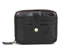 RWCCCRW Portefeuille Court élégant avec Poche Avant zippée en Cuir de Vachette, Petite Pochette compacte pour Monnaie, Porte-Monnaie pour 15 Cartes (Couleur : Noir, Taille : M)