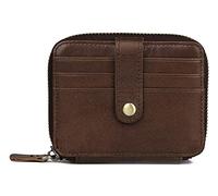RWCCCRW Portefeuille Court élégant avec Poche Avant zippée en Cuir de Vachette, Petite Pochette compacte pour Monnaie, Porte-Monnaie pour 15 Cartes (Couleur : Couleur café, Taille : M)