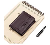RWCCCRW Portefeuille Court rétro Vertical pour Homme, Porte-Cartes décontracté pour Homme, Porte-Monnaie pour permis de Conduire Multifonctionnel (Couleur : Marron foncé)