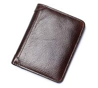 RWCCCRW Portefeuille en Cuir de Vache pour Homme, Porte-Cartes de crédit, 2 Volets, Vintage, élégant, Fin, Cadeau Tendance (Couleur : Couleur café, Taille : M)