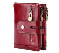 RWCCCRW Portefeuille en Cuir pour Hommes, décontracté, Court à Deux Volets, Portefeuille, Poche pour pièces de Monnaie, Fermeture éclair, Multifonction, RFID, Sac antivol