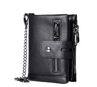 RWCCCRW Portefeuille en Cuir pour Hommes, décontracté, Court à Deux Volets, Portefeuille, Poche pour pièces de Monnaie, Fermeture éclair, Multifonction, RFID, Sac antivol