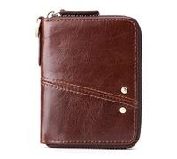 RWCCCRW Portefeuille en Cuir véritable pour Homme, Petit Portefeuille Court avec Porte-clés (Couleur D) (café)
