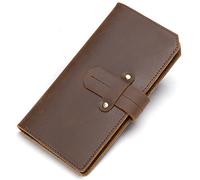 RWCCCRW Portefeuille en Cuir véritable pour Homme, Porte-Monnaie Vintage, Long, Solide, Porte-Cartes, Pochette (Couleur : A, Taille : 8,5 x 1,5 x 16,5 cm)