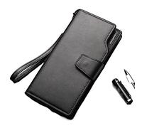 RWCCCRW Portefeuilles pour Hommes Pochette Porte-Cartes Sac à Main pour Homme Sac pour téléphone Portable Portefeuille de Grande capacité pour Hommes-Noir (Couleur : Noir)