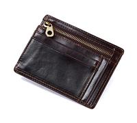 RWCCCRW Rindsleder Kartenetui Mini Kartenhalter mit Münzfach Herren Kleine Dünne Brieftasche Slim Wallets (Kaffee)