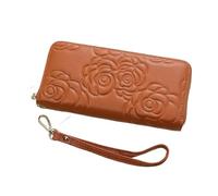 RWCCCRW Sacs à Main Étuis à Cartes de Visite en Cuir de Vache pour Femmes Pinces à Billets Longues Portefeuilles Sacs à Main en Cuir véritable Porte-Monnaie Pochettes (Taille : Orange)