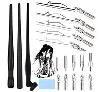 Rwekdza Plume de Calligraphie Avec 10 Plumes et 3 Porte-Stylos - Dip Quill Pen Pour Dessin, Croquis et Cartographie