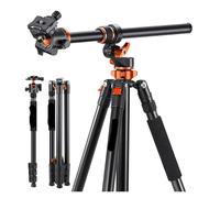 RWFRKABNK Concept Trépieds en Alliage D'aluminium for Appareil Photo 90 Pouces/2,3 M, Colonne Centrale Transversale Réversible, Trépied De Voyage T254A7 + Monopode BH-28L