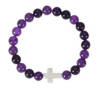 RWGSNB Bracelet Améthyste Naturelle de 8 Mm pour Femmes Hommes Délicat Bracelet Croisé Extensible Perles de Pierres Précieuses Bijoux Cristal Reiki Yoga Cadeaux Spirituels