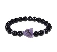 RWGSNB Bracelet Cristal Femme Bracelet Obsidienne Noire Naturelle 8 Mm pour Homme Bangles Améthyste Irrégulière Extensible Perles Brute Bijoux Cristal Reiki Yoga Cadeau Spirituel