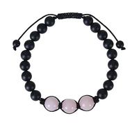 RWGSNB Bracelet Cristal Femme Bracelet Quartz Rose Naturel pour Femme Onyx Noir Givré Réglable Tressé Perles Précieuses Reiki Yoga Cristal Bijoux Cadeau Spirituel