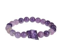 RWGSNB Bracelet en Cristal Bracelet Améthyste Naturelle 8 Mm pour Femme Pierres Brutes Irrégulières Extensibles Perles Précieuses Reiki Yoga Cristal Bijoux Cadeau Spirituel