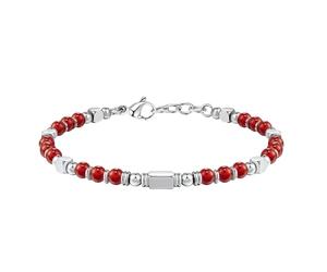 RWGSNB Bracelet en Cristal Bracelet Pierre Naturelle 4 Mm pour Femme Style Bohème Fermoir Mousqueton Réglable Tendance Perles et Précieuses Petit Bijou Cristal Reiki Agate Rouge