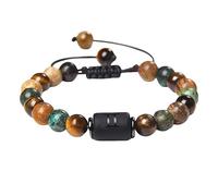 RWGSNB Bracelet en Pierre Naturelle, Bracelets pour Hommes et Femmes 12 Constellations Œil Tigre Ajustables Tressés Pierres Précieuses Naturelles Bijoux Protection Cadeaux Gémeaux