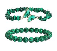RWGSNB Bracelet En Pierre Naturelle, Lot 2 Bracelets Papillon Pierres Bangles Superposées D'Amitié Pierres D'Équilibre Bangles Yoga Reiki Bijoux Spirituels Cristal Cadeau pour Femmes et Hommes Ma
