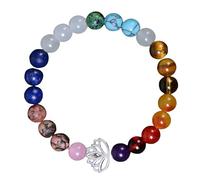 RWGSNB Bracelet Femme, Bracelet 7 Chakras pour Femmes et Hommes Perles Pierres Naturelles 8 Mm Bangles Anti Anxiété Avec Pierres Porte Bonheur Bangles Yoga Reiki Bijoux Cristal Chakras Én