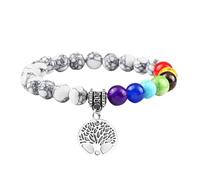 RWGSNB Bracelet Femme, Bracelet Chakra Pierres Véritables Avec Arbre Vie Reiki Yoga Bangles Pierres Naturelles Chakra Bangles D'Anxiété Bijoux Cristal D'Énergie Cadeaux pour Femmes Homme