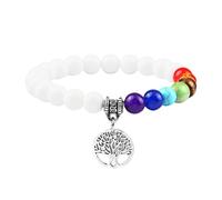RWGSNB Bracelet Femme, Bracelet Chakra Pierres Véritables Avec Arbre Vie Reiki Yoga Bangles Pierres Naturelles Chakra Bangles D'Anxiété Bijoux Cristal D'Énergie Cadeaux pour Femmes Homme